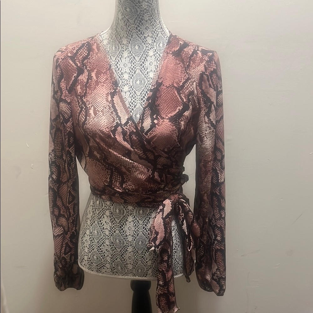 Snake Print Wrap Top